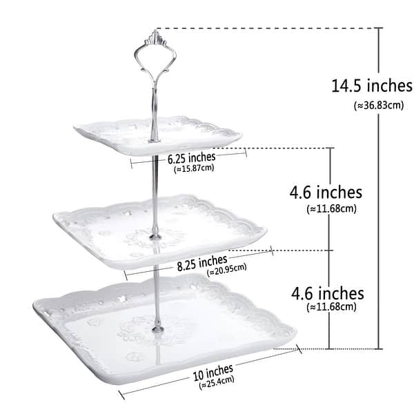 dimension image slide 1 of 2, MALACASA Sweet Time 3-tier Cupcake Tower Stand