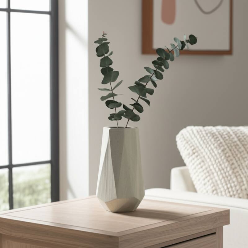 Ceramic Decorative Vase Faceted Geometric Angular Contemporary Design