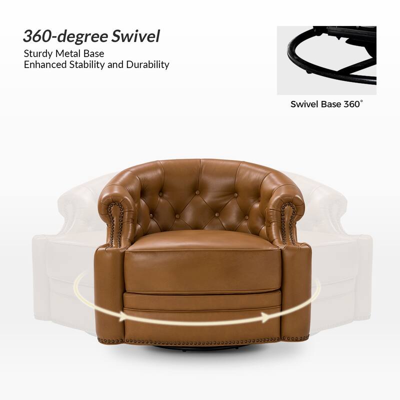 Felipe Modern Genuine Leather Swivel Chair With Tufted Back Set of 2 By HULALA HOME
