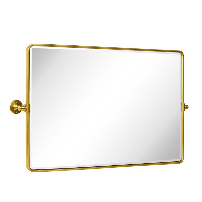 TEHOME Lutalo horizontal Beveled Bathroom / Vanity Mirror - 24" x 38" - Brushed Gold