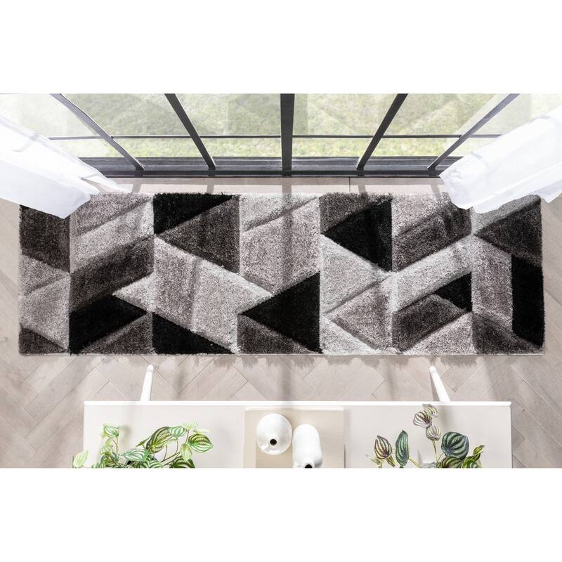 Well Woven San Francisco Holland Geometric Modern Carved Shag Area Rug