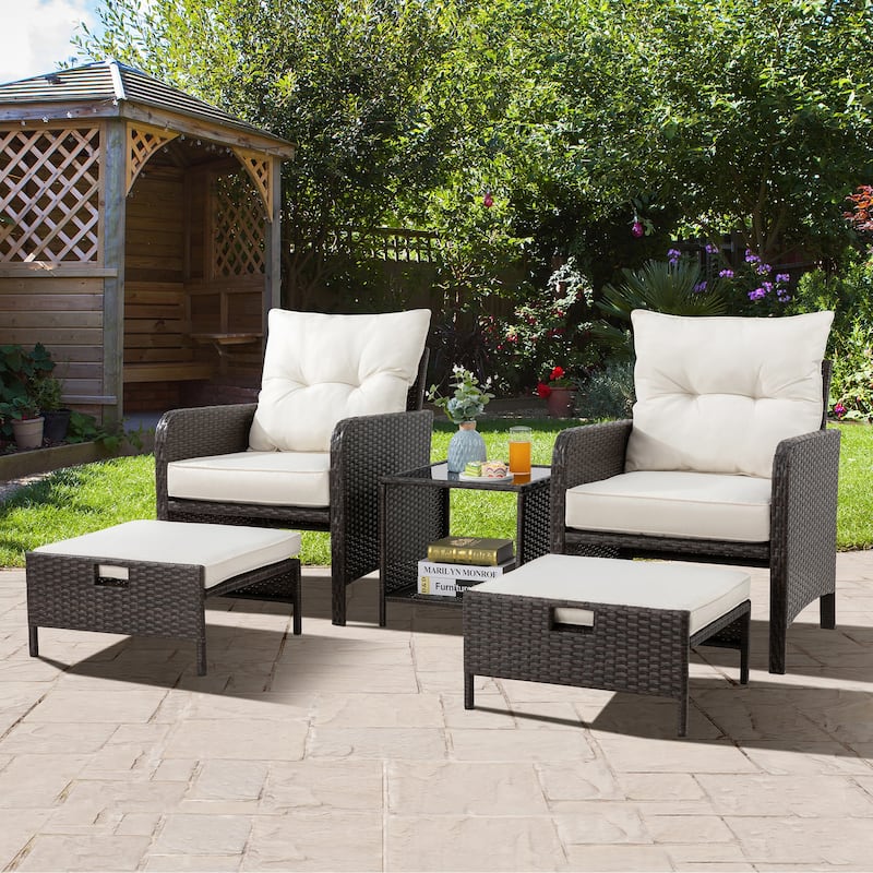 Futzca 5-pc. Brown Wicker Small Patio Furniture Set