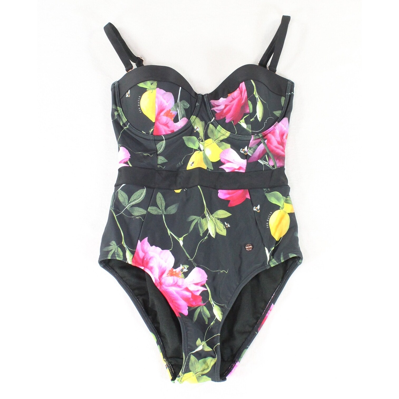 Shop Ted Baker Black Women S Size 32dd One Piece Floral Swimwear