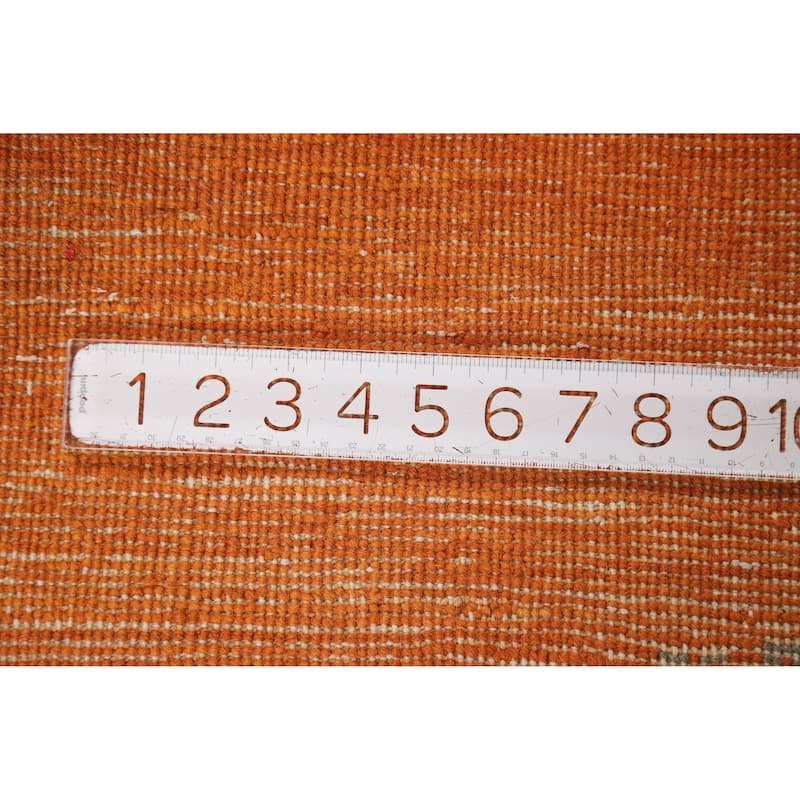 Modern Orange Gabbeh Oriental Rug Hand-Knotted Wool Carpet - 3'1" x 4'8"