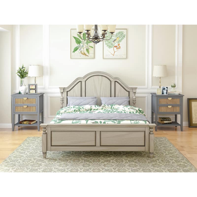 2 Drawer Side table,Naturel Rattan,End table,Suitable for bedroom