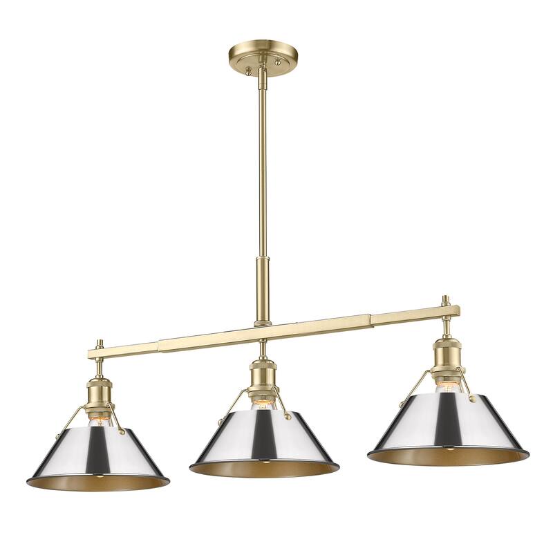 Yep by Golden Lighting Orwell 3-light Island Light in Brushed Champagne Brass and Chrome shade - Gold
