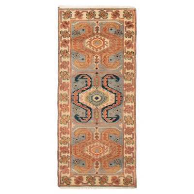 ECARPETGALLERY Hand-knotted Jules Serapi Grey Wool Rug - 2'5 x 6'1