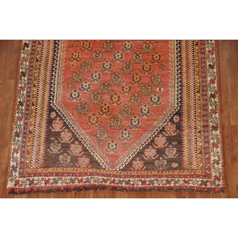 Hand Knotted Oriental 100% Wool Carpet Traditional Geometric Oranges & Rust Shiraz Area Rug - 7' 9'' X 5' 0''