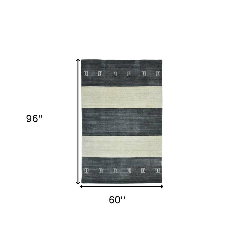 HomeRoots Striped Transitional Rectangle Area Rug