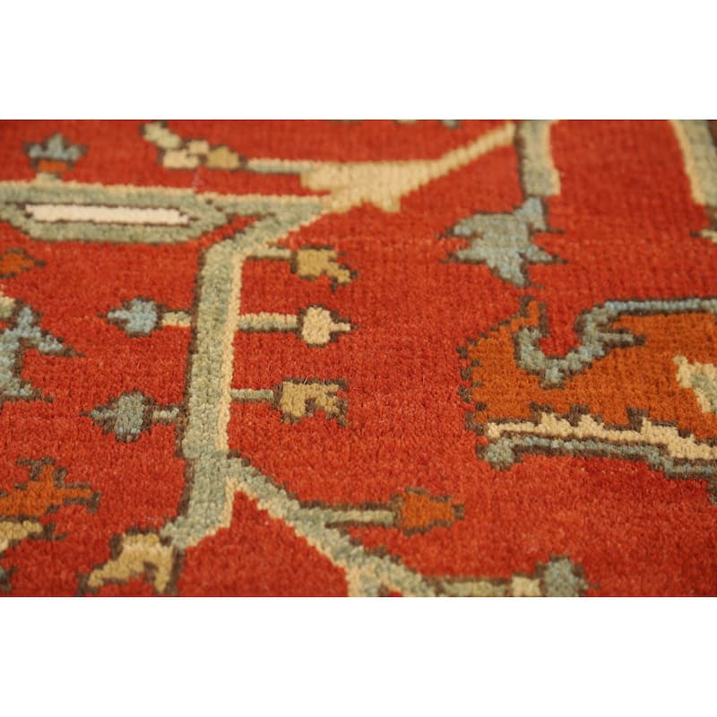 Medallion Heriz Serapi Indian Area Rug Hand-Knotted Floral Wool Carpet - 7'11" x 9'10"