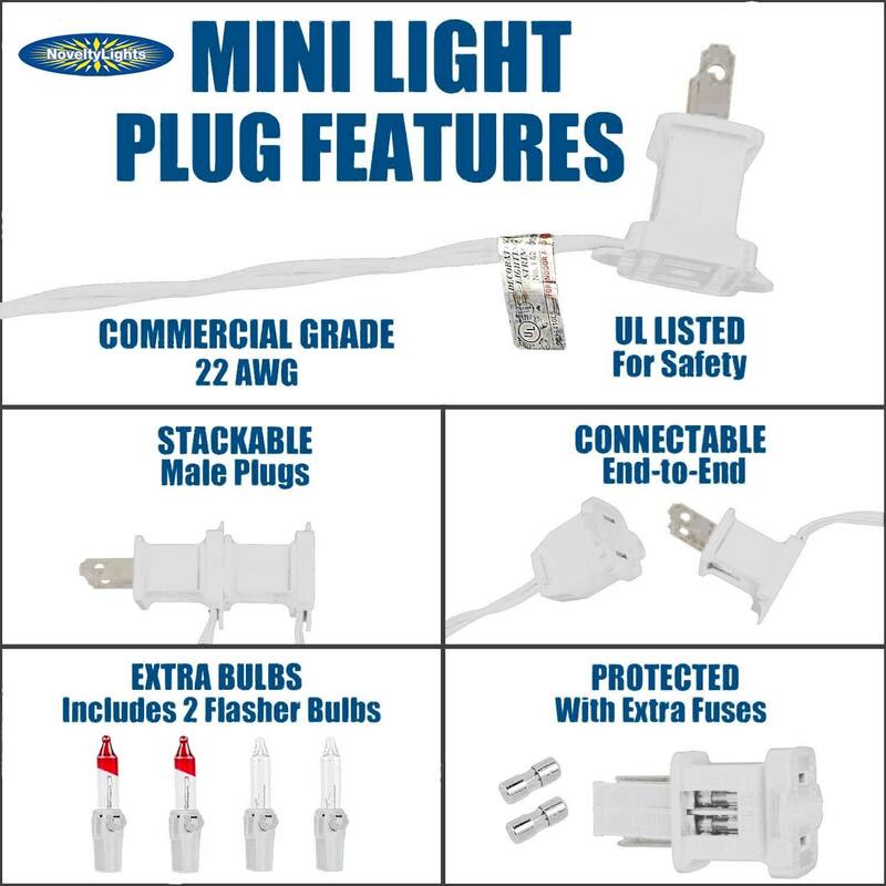 50 Light Christmas Mini Light Set, White Wire, 11' Long