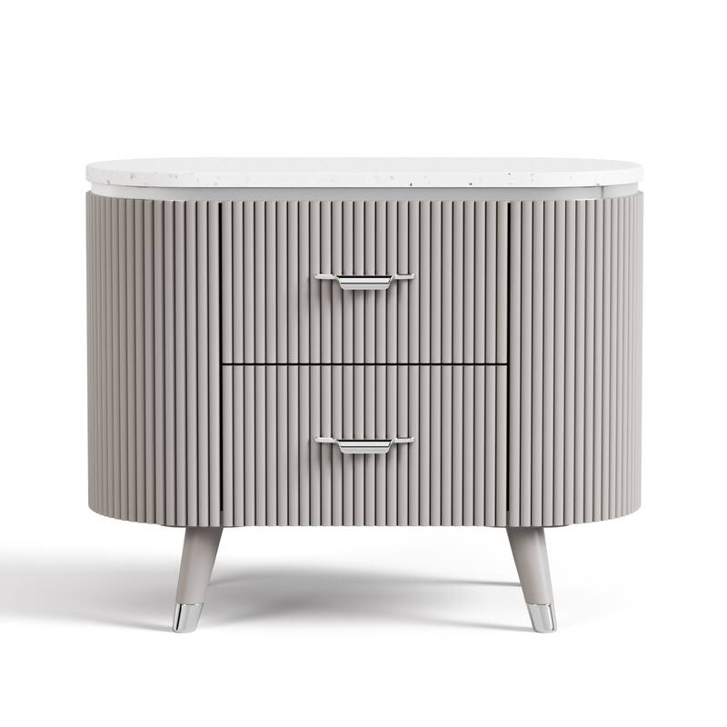 Furniture of America Seraphine Modern 3-Piece Light Grey Solid Wood Panel Bedroom Set with Fluted Headboard