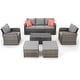 preview thumbnail 55 of 62, EROMMY 6/7 Piece Modular Outdoor Rattan Sofa Set, All-Weather Wicker Patio Furniture with Storage Table, Cushions & Pillows