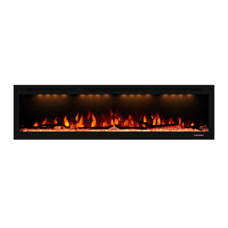 Clihome 50-74"Wide LED Wall-mount Electric Fireplace