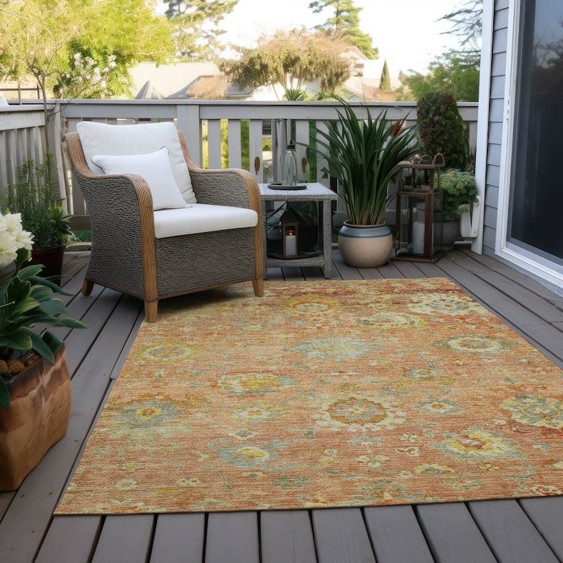 Machine Washable Indoor/ Outdoor Vintage Traditional Chantille Rug