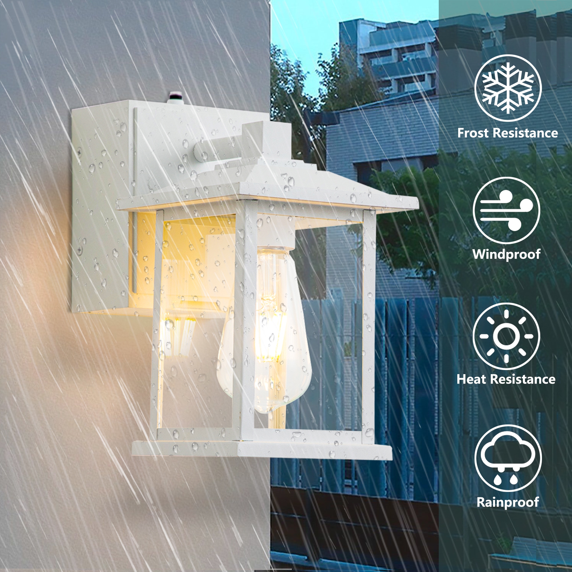 White porch light with outlet outlet