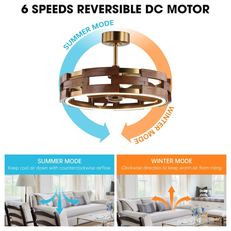 Perimost 28.4" Farmhouse Gold 3-Blade Fandelier Ceiling Fan with Light and Remote
