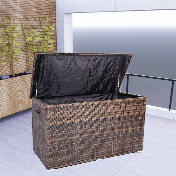 AllWeather Indoor/ Outdoor Brown Wicker Storage Box Bed Bath