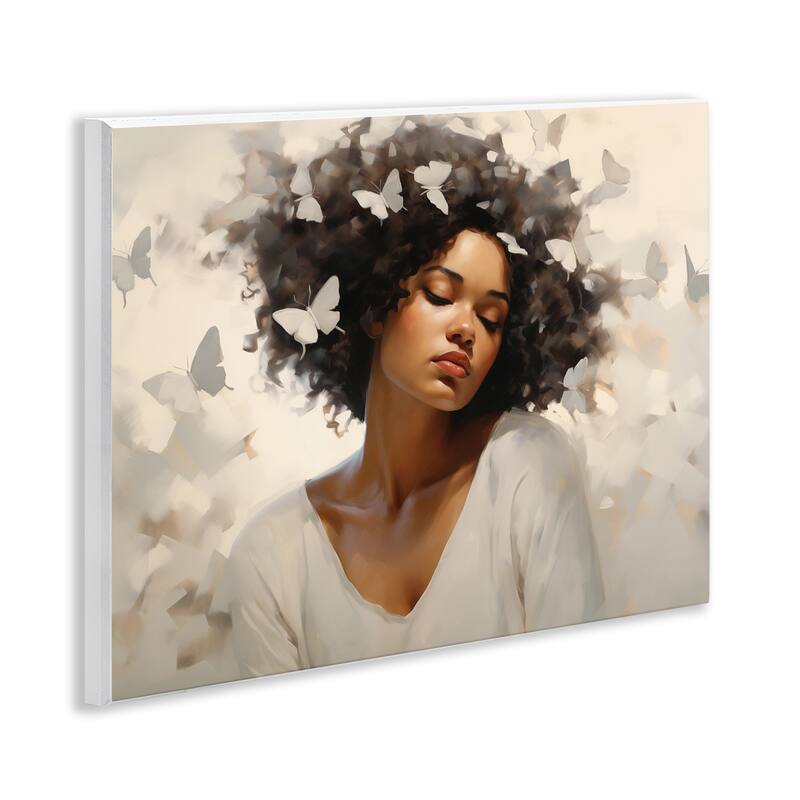 Stupell Woman with White Butterflies Wall Plaque Art Design By Arlington Prints