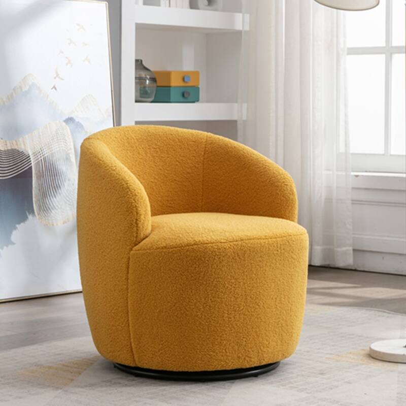 Teddy Fabric Swivel Accent Armchair Barrel Chair - Yellow