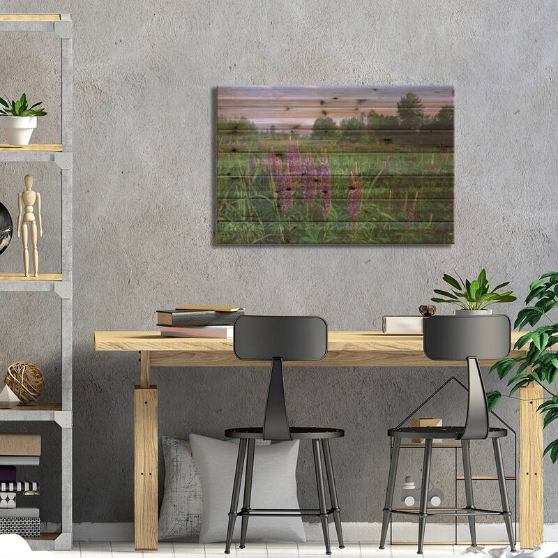 Lupine In Meadow Near Crescent Beach, British Columbia, Canada Print On Wood by Tim Fitzharris - Multi-Color
