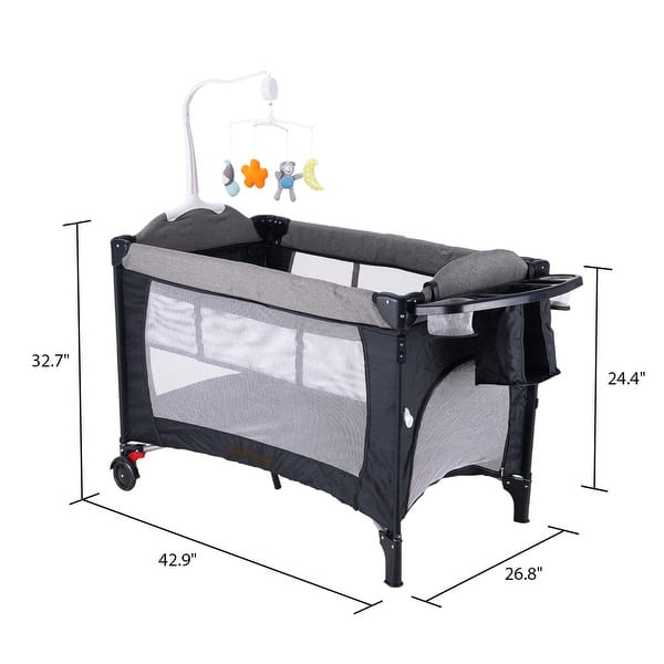 3 In 1 Foldable Baby Playard With Bassinet and Changing Table