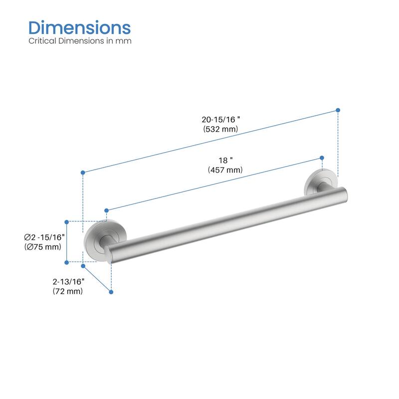 18-Inch Stainless Steel Bathroom Safety Grab Bar