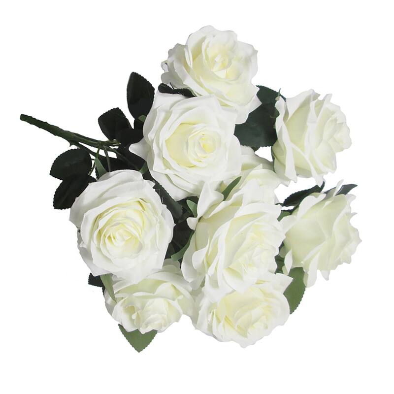Set of 2 Artificial Queen Rose Flower Stem Bush Bouquet 18in
