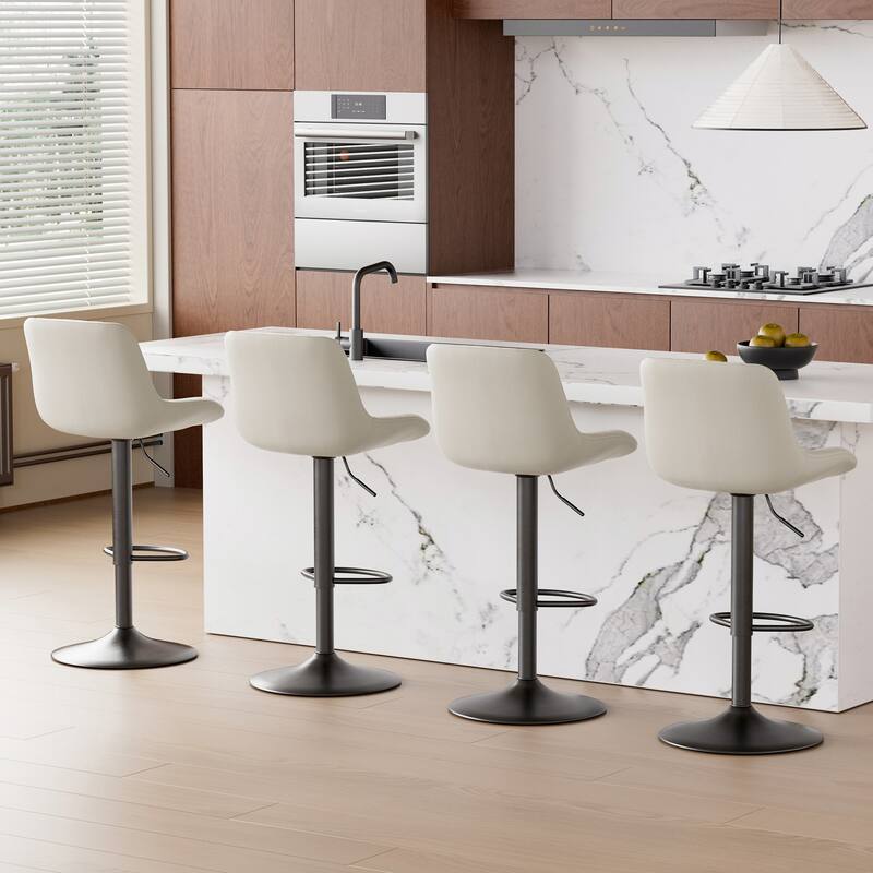Bar Stools Set of 2, Adjustable Modern Swivel Bar Stools with Backs, Counter Height Performance Fabric Island Chairs