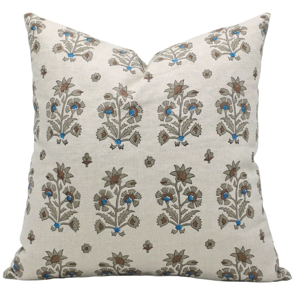 Fabdivine Linen Block Print Pillow Cover Farmhouse Boho Style, Sadabahar