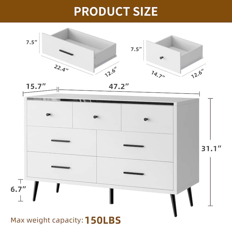 Moasis Modern 6 Drawers/7 Drawer Chest of Drawer Double Dresser