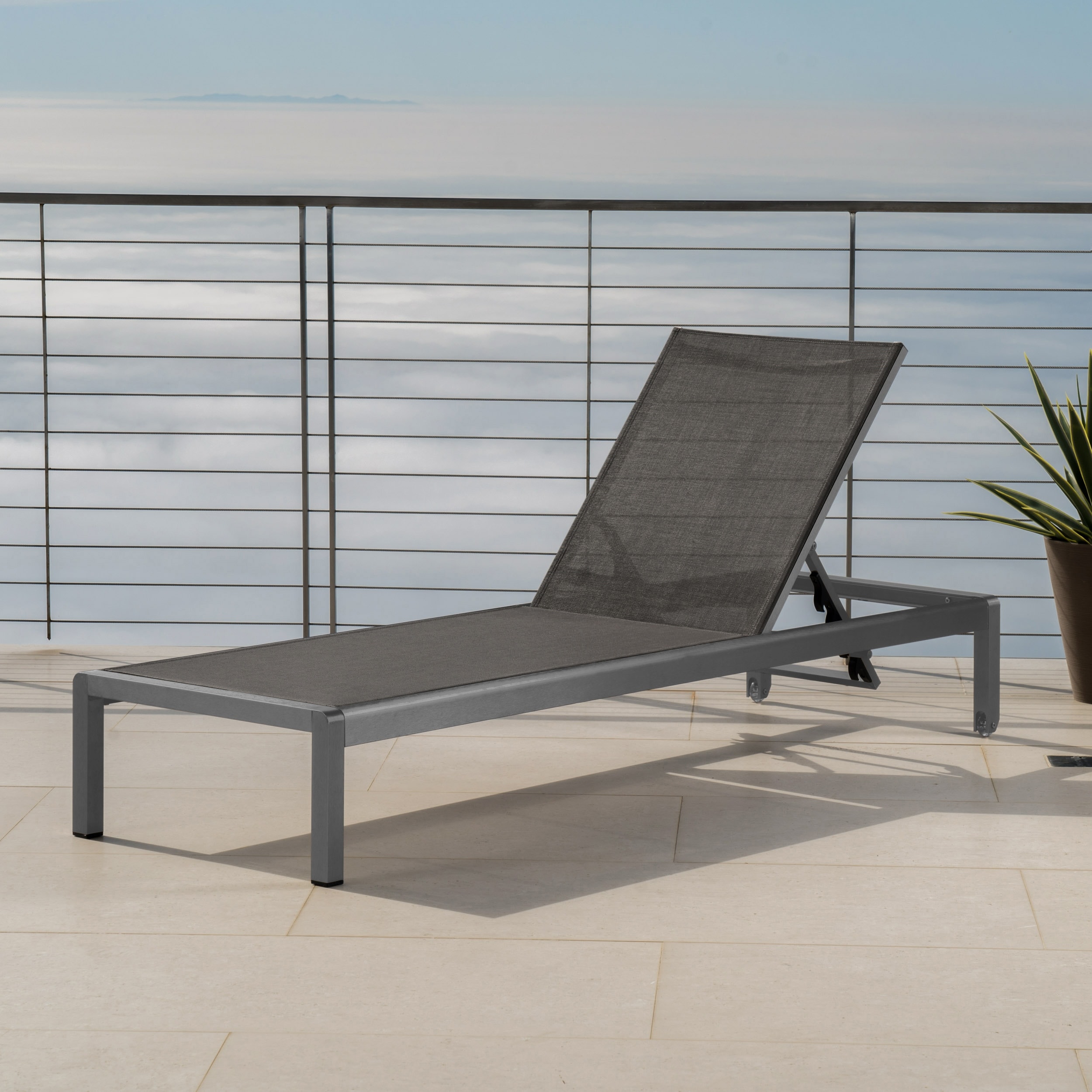 Roomfitters Adjustable Outdoor Chaise Lounge Chair, Modern Patio Recliner with Aluminum Frame