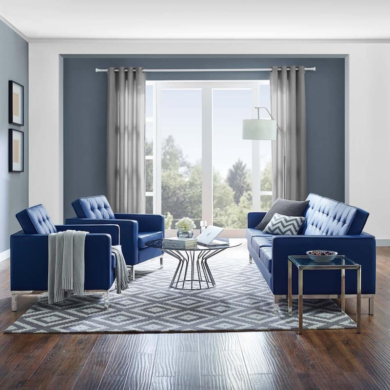 Loft Tufted Vegan Leather 3-Piece Furniture Set