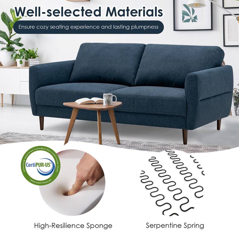 Gymax 72'' Fabric Sofa Couch Living Room Small Apartment Furniture w/