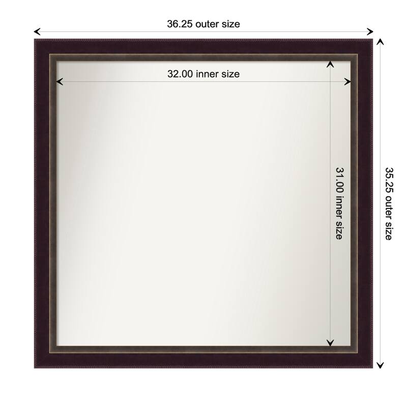 Signore Bronze Framed Non-Beveled Custom Wall Mirror, Bathroom Vanity Mirror - Outer Size: 36.25 x 35.25