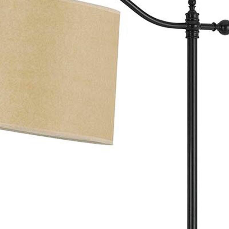 HomeRoots 63" Bronze Metal Adjustable Floor Lamp With Tan Paper Square Shade - 28