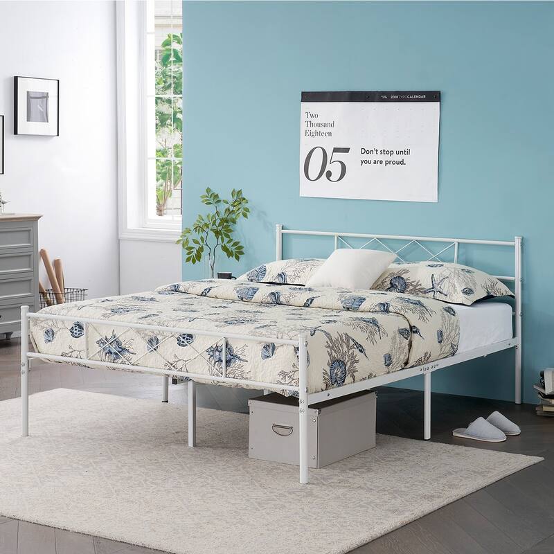 Taomika Bed Frame Twin/Full Queen Size Bed,No Box Spring Needed - Full