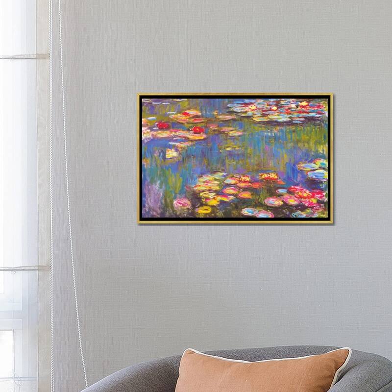 iCanvas "Water Lilies, 1916" by Claude Monet Framed Canvas Print