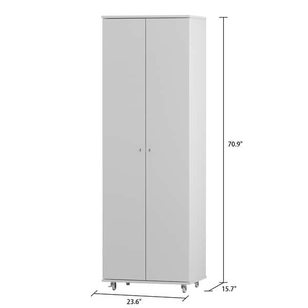 71" Closet Storage Cabinet 8-Tier Shoe Rack with Wheel Entryway Shelf - 23.6"L x 15.7"W x 70.9"H