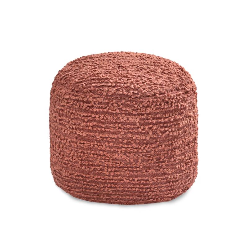 Jani 22-inch Terracotta Pouf - Handcrafted Handmade Round Ottoman for Seating, Footrest, Home Decor for Living Room, Bedroom