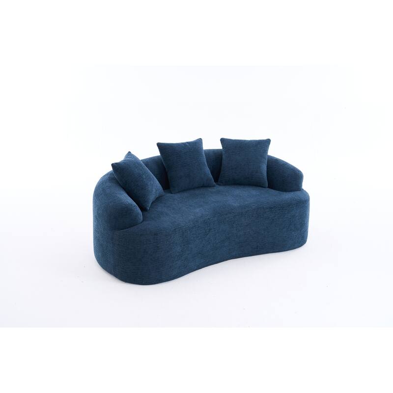 65" Classic 2-Seater Fabric Sofa with Memory Foam & 3 Pillows