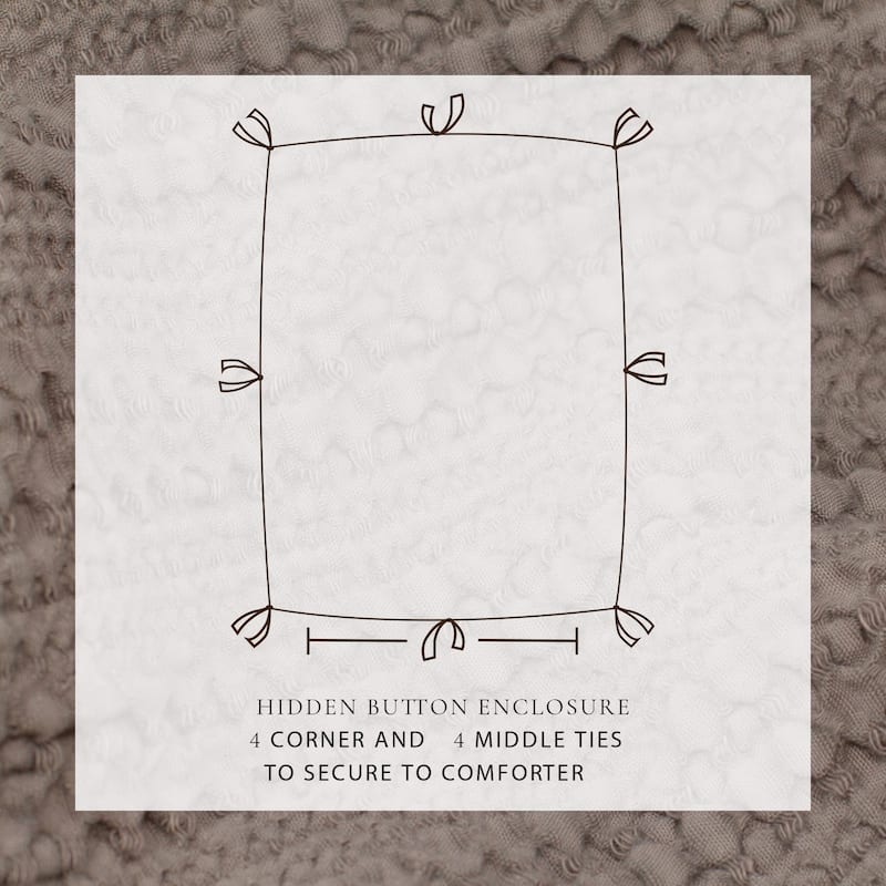 Linery & Co. 100% Cotton Reversible Honeycomb Waffle / Percale Duvet Cover Set