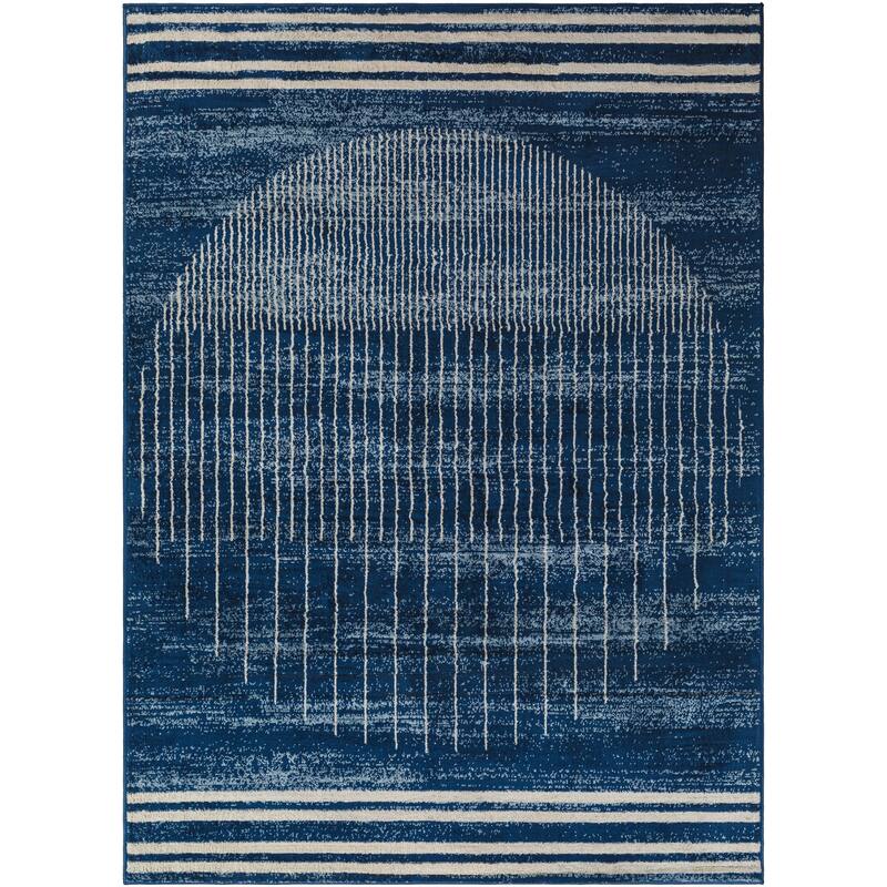 Artistic Weavers Joel Mod Black/Ivory Ombre Geometric Striped Area Rug
