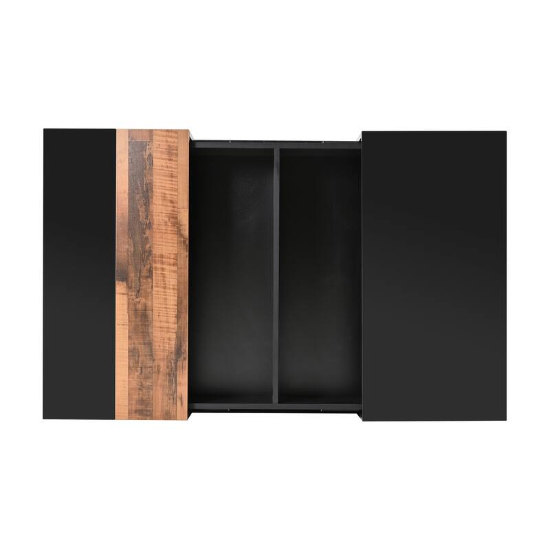 Roomfitters Modern Square Coffee Table with Sliding Top, High Gloss Center Table with Hidden Storage for Living Room, Black