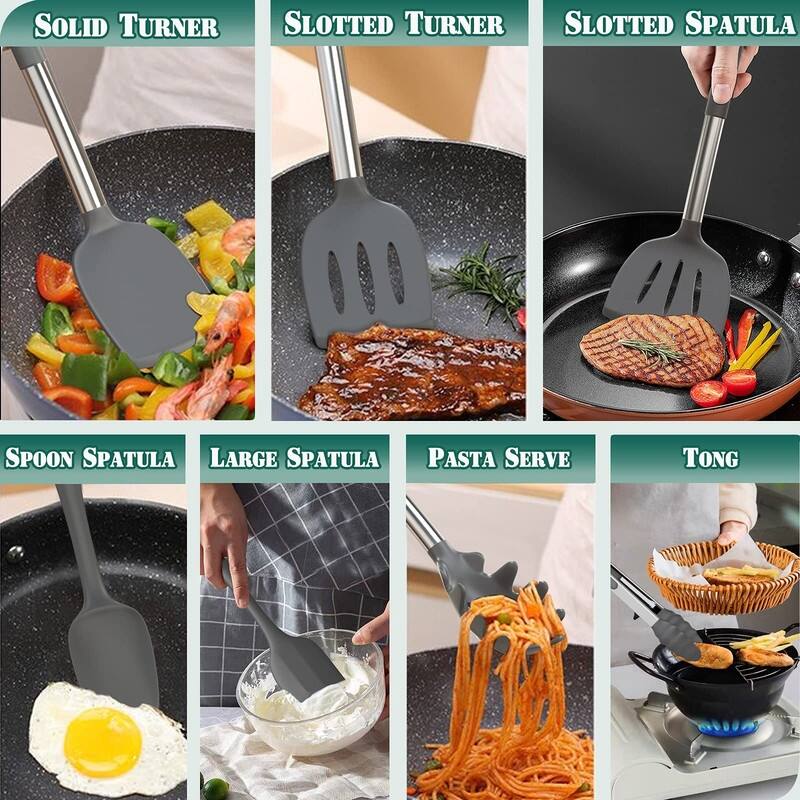 Silicone Kitchen Cooking Utensils Set-Umite Chef 43 pcs Heat Resistant Kitchen Utensils