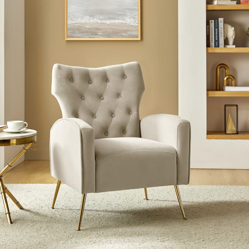 Abadiana Accent Tufted Chair with Metal Base by HULALA HOME