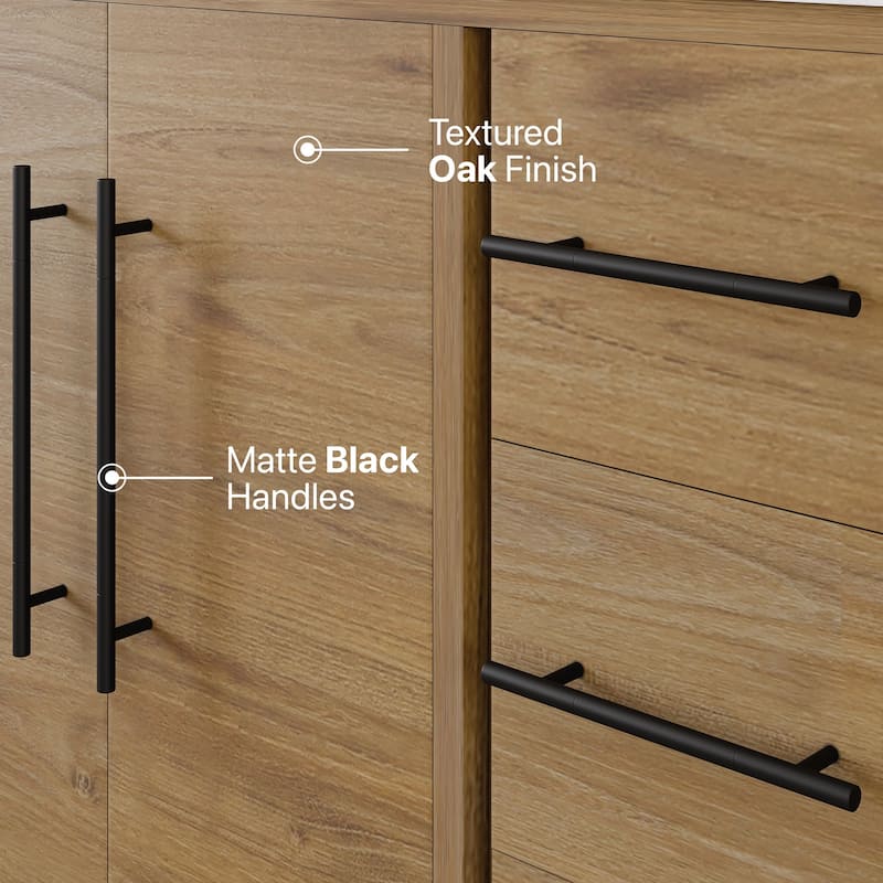 Eviva Graham 36"W Oak Bath Vanity with Arabescato Engineered Stone Top