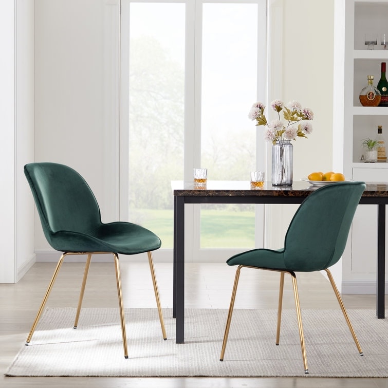 Velvet Beetle Side Dining Chair set Of 2