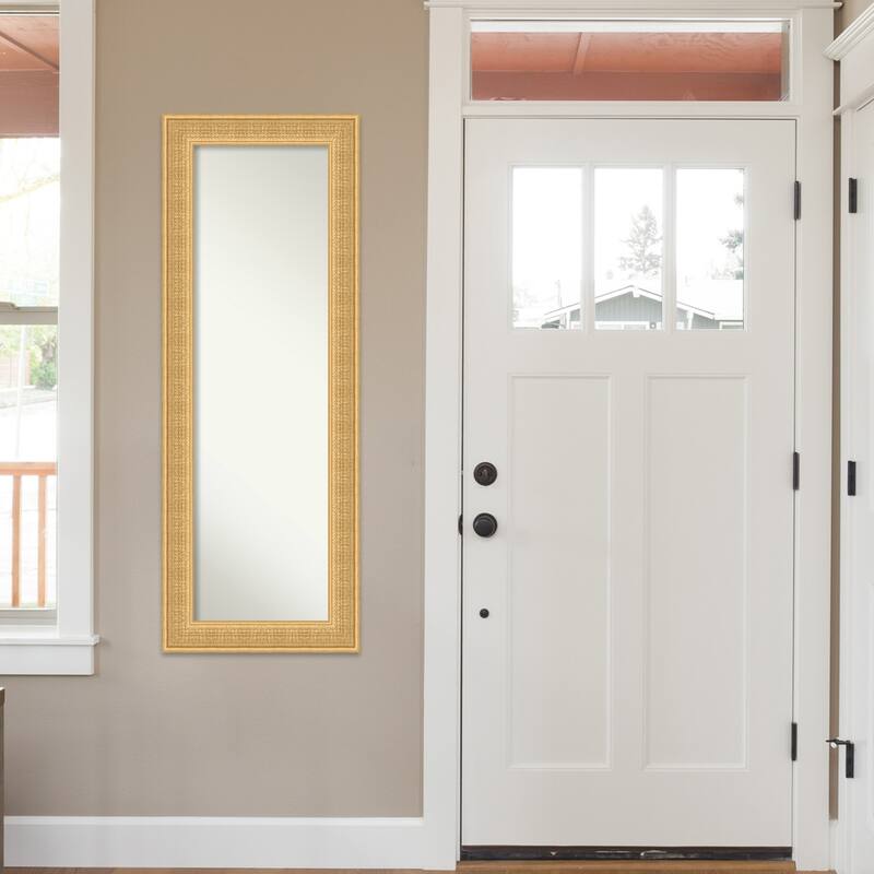Trellis Non-Beveled Wood Framed Full-Length On the Door Mirror - Trellis Gold - Glass Size 14x48