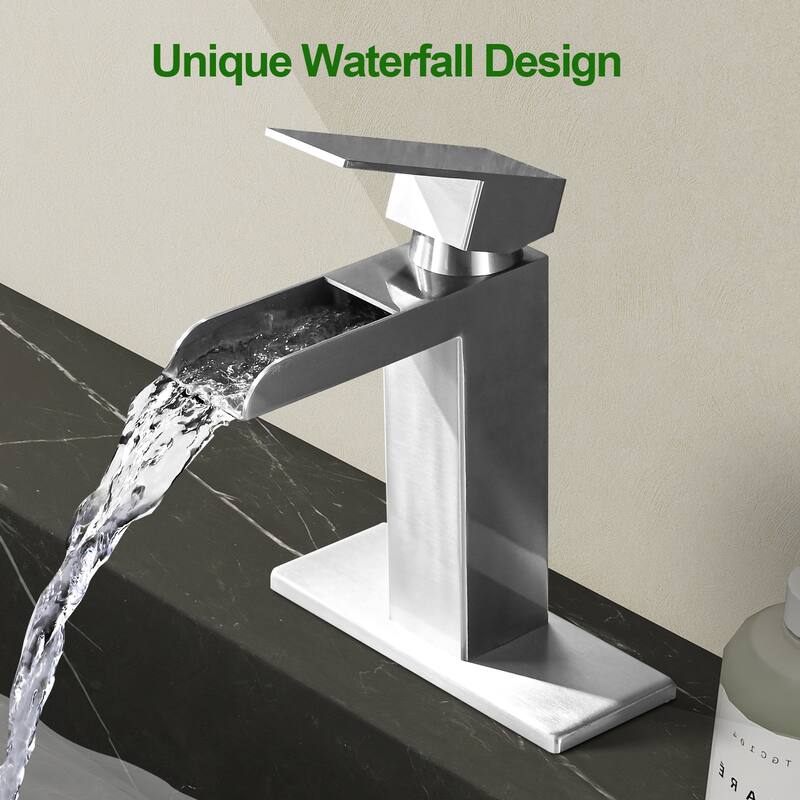 Topcraft Single Handle Waterfall Bathroom Faucet with Baseplate